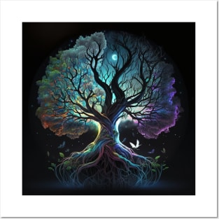 Tree of Life at Night - Celestial Glow Posters and Art